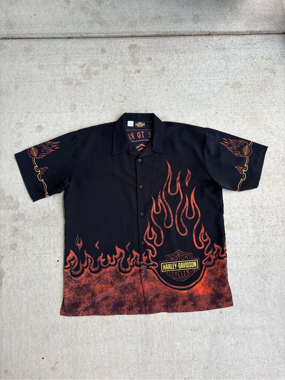 Vintage Harley Davidson Live To Ride Flame Shirt Button Up XL Y2K 2000s